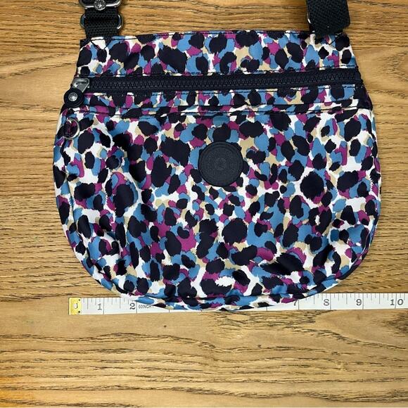 Kipling Emmylou Leopard Animal Print Small Crossbody Messenger Bag Purple Blue - Picture 6 of 9